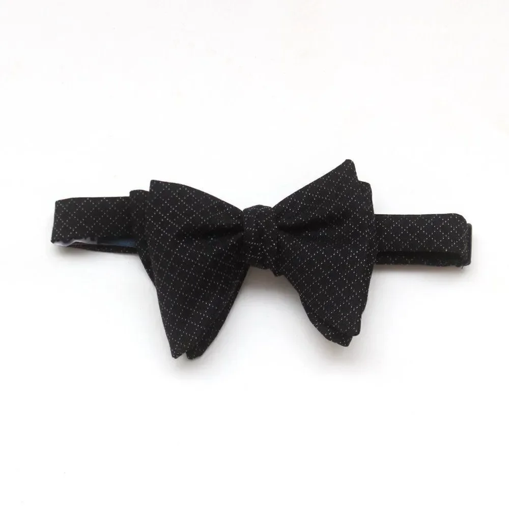Men's Self tied Bow Tie Silk Bowtie Big Butterfly Bow tie‎ S619 Black Plaid